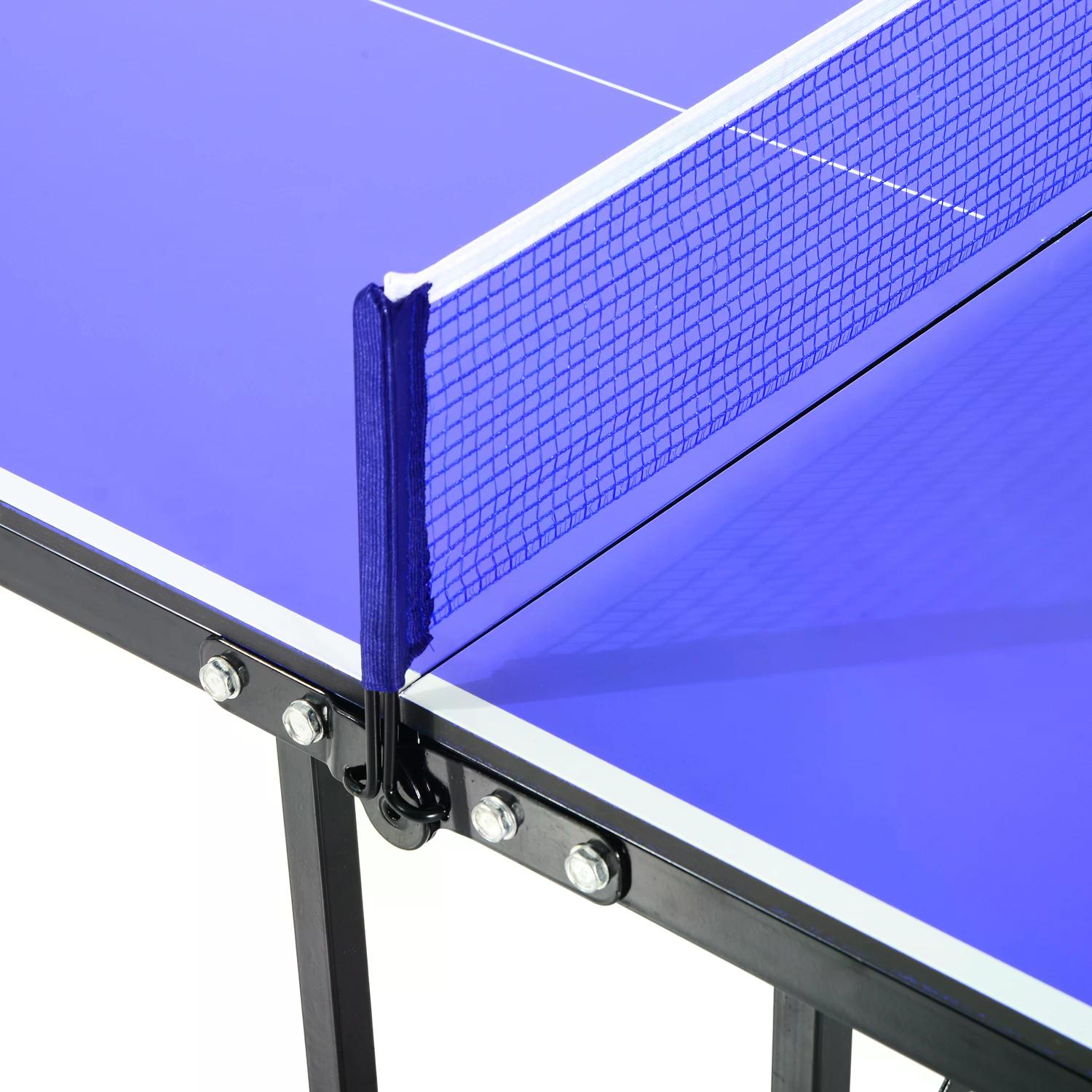 HOMCOM Folding Mini Compact Table Tennis Top Ping Pong Table Set Professional Net Games Sports Training Play Blue