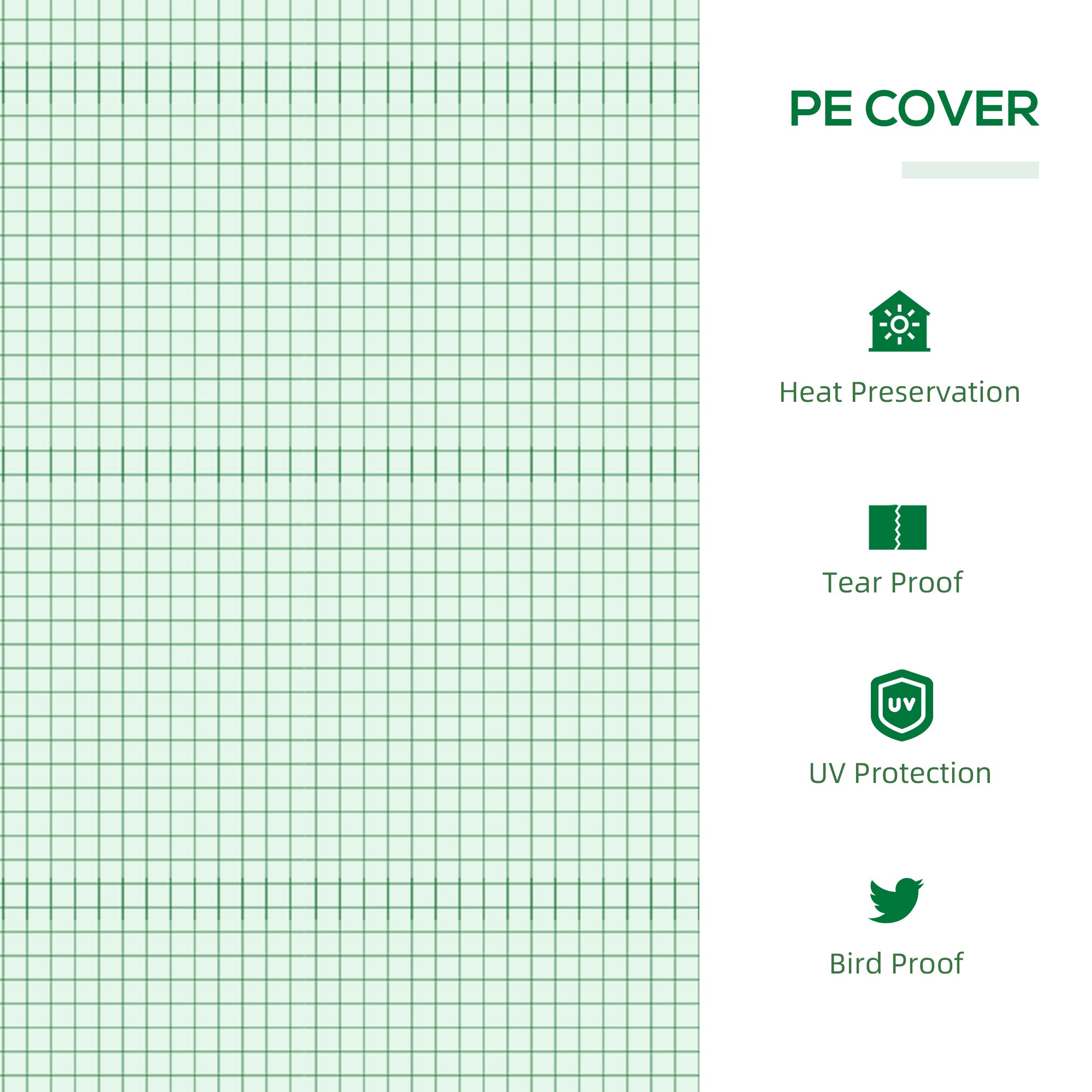 Kozy Mini Greenhouse, Small Plant Grow House for Outdoor with Durable PE Cover, Observation Windows, 180 x 60 x 60 cm, Green