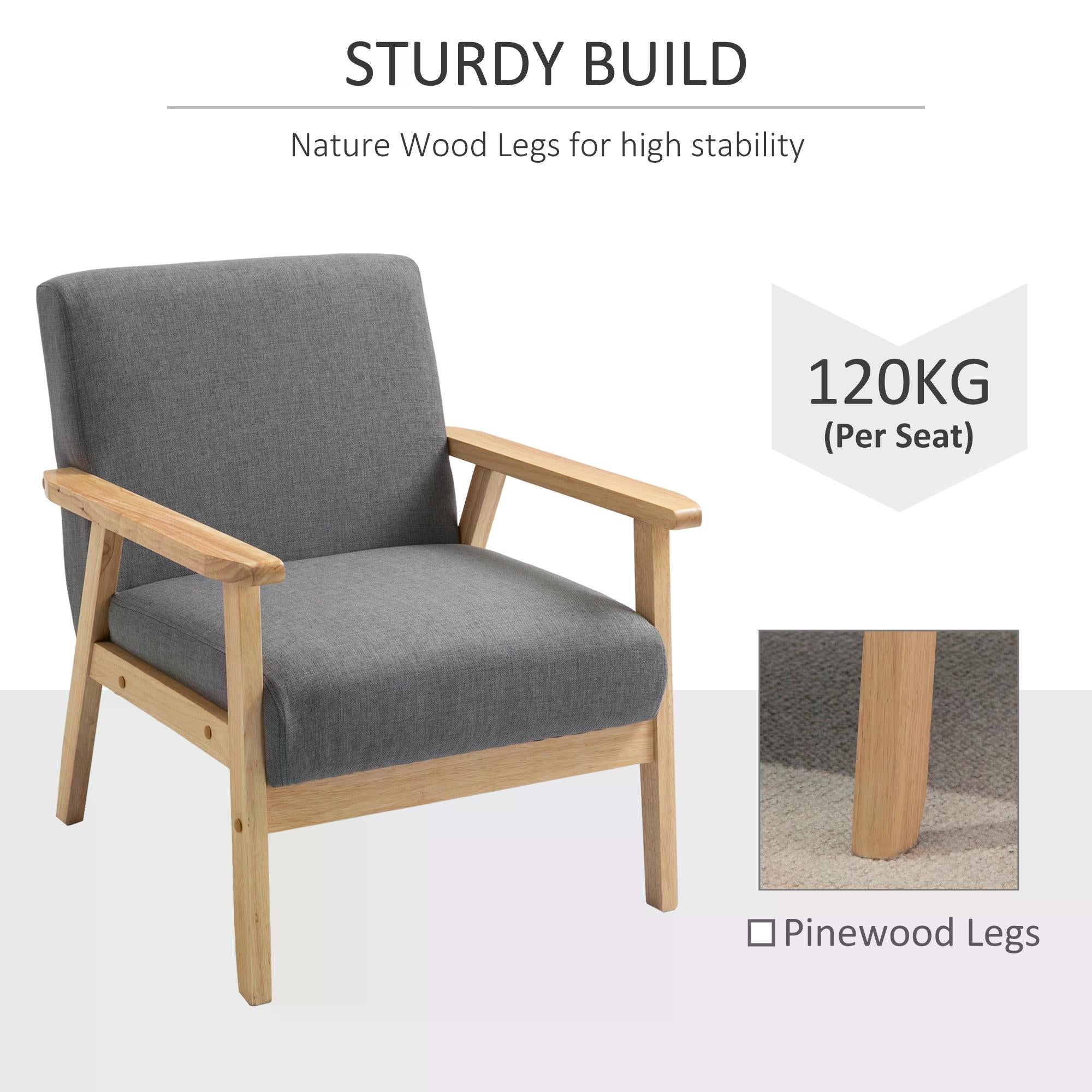 Kozy Minimalistic Wooden Frame Accent Chair, with Padded Seat
