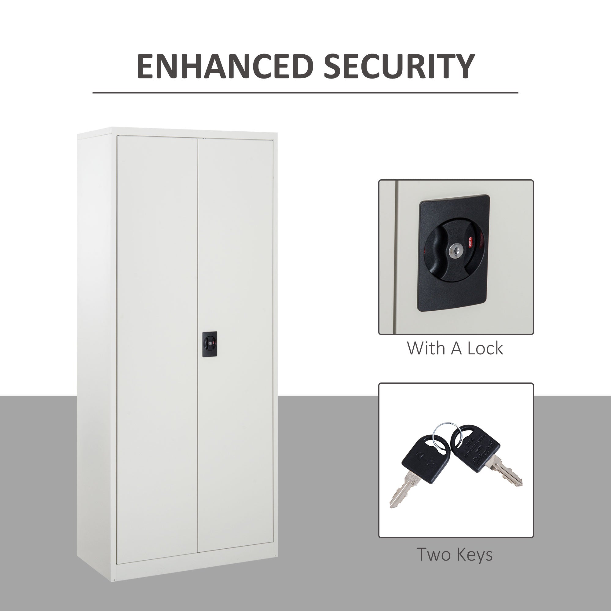 Kozy Lockable Filing Cabinet Tall Adjustable Shelf Large Office Storage for Office Use, White