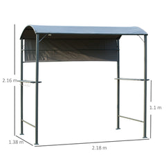 Kozy 2.2 x 1.4m BBQ Shelter, Outdoor Grill Gazebo Canopy with Shelves, Hanging Hooks, and Metal Frame, for Garden Patio Backyard