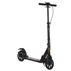 Kozy Adult Teens Kick Scooter Foldable Height Adjustable Aluminium Ride On Toy for 14+ w/ Rear Wheel & Hand Brake, 200mm Big Wheels, Shock Mitigation System - Black