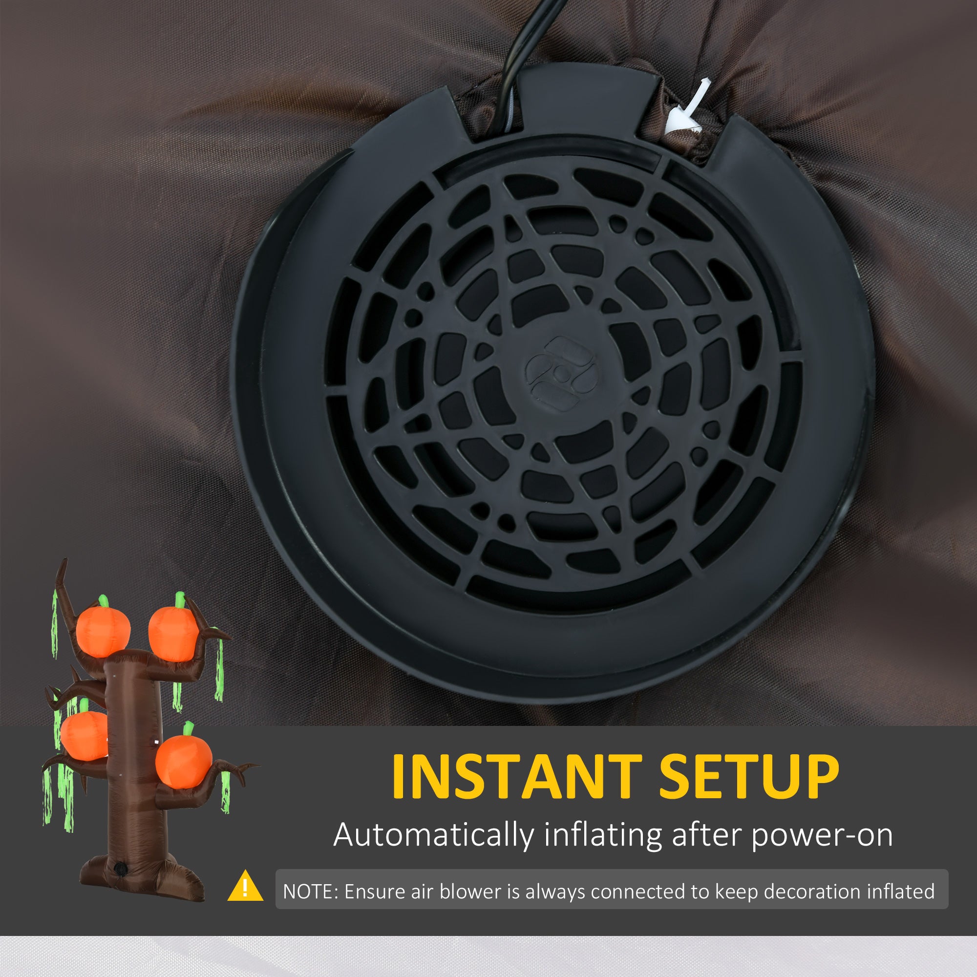 Kozy 2.4m Halloween Inflatable Ghost Tree with 4 Pumpkins 2 Build-in LEDs, Blow Up Inflatables for Halloween Party Yard Lawn Outdoor Indoor Decoration