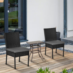 Outsunny Set of Two Armless Rattan Garden Chairs, Stylish and Durable Patio Seating, Elegant Design, Black | Aosom UK