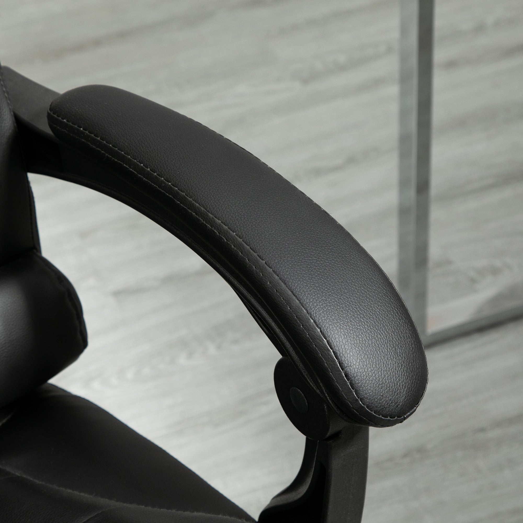 HOMCOM Executive Office Chair, Adjustable PU Leather Home Office Chair w/ Swivel Wheels, Retractable Footrest, Computer Desk Chair, Black | Aosom UK