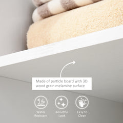 Kozy Open Wardrobe on Wheels, Bedroom Wardrobe with Clothes Hanging Rail, 3 Storage Shelves, Mobile Garment Rack for Cloakroom, Hallway, White