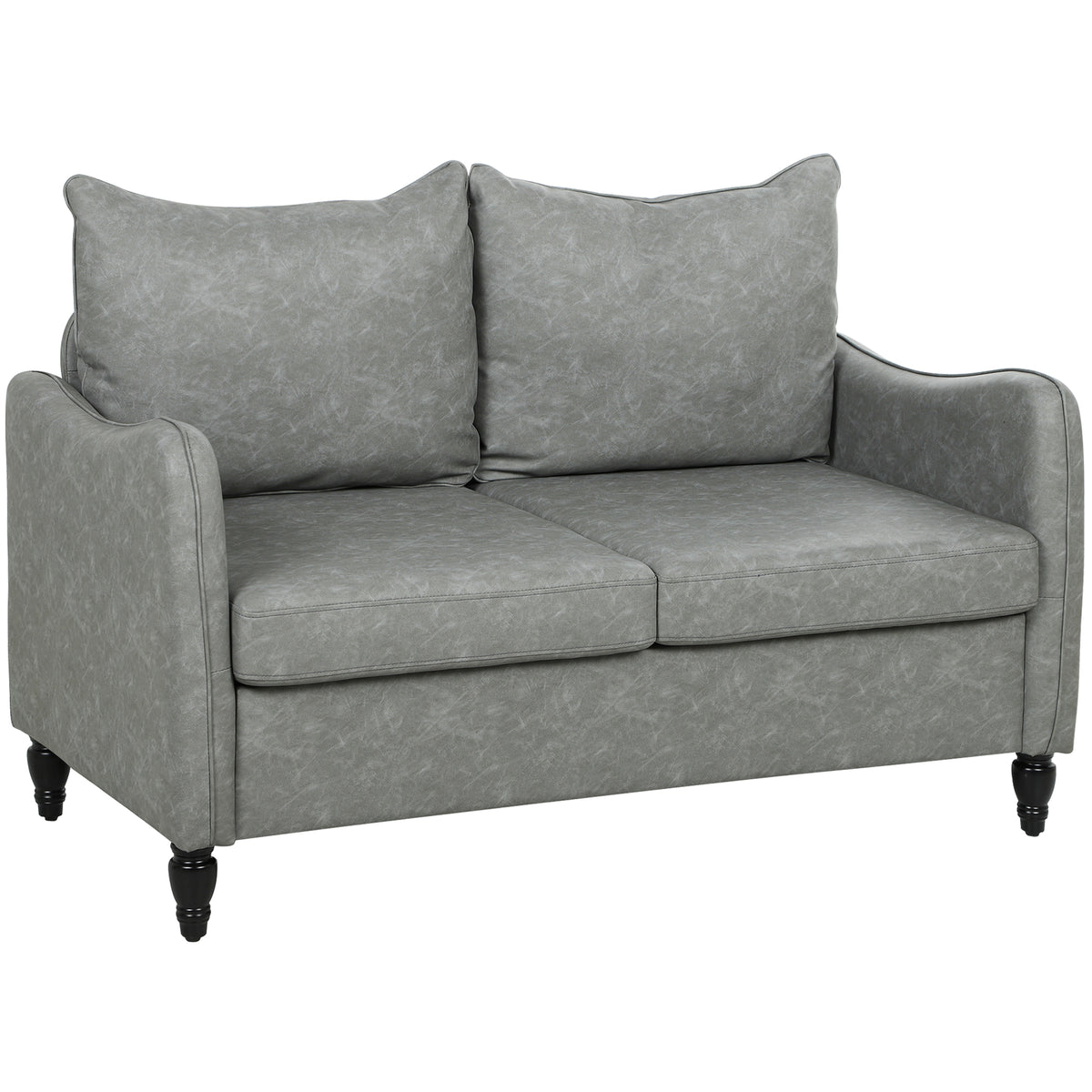 Kozy - Faux Leather Marble-Effect Two-Seater Sofa - Grey