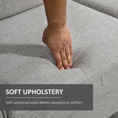 HOMCOM Compact Loveseat Sofa, Modern 2 Seater Sofa for Living Room with Wood Legs and Armrests, Light Grey | Aosom UK