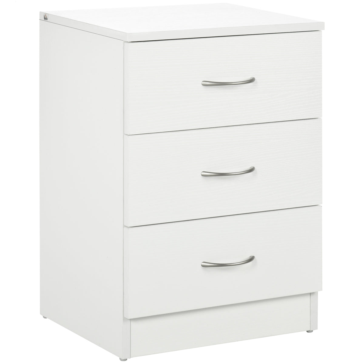 Kozy Three-Drawer Simple Bedside Table - White