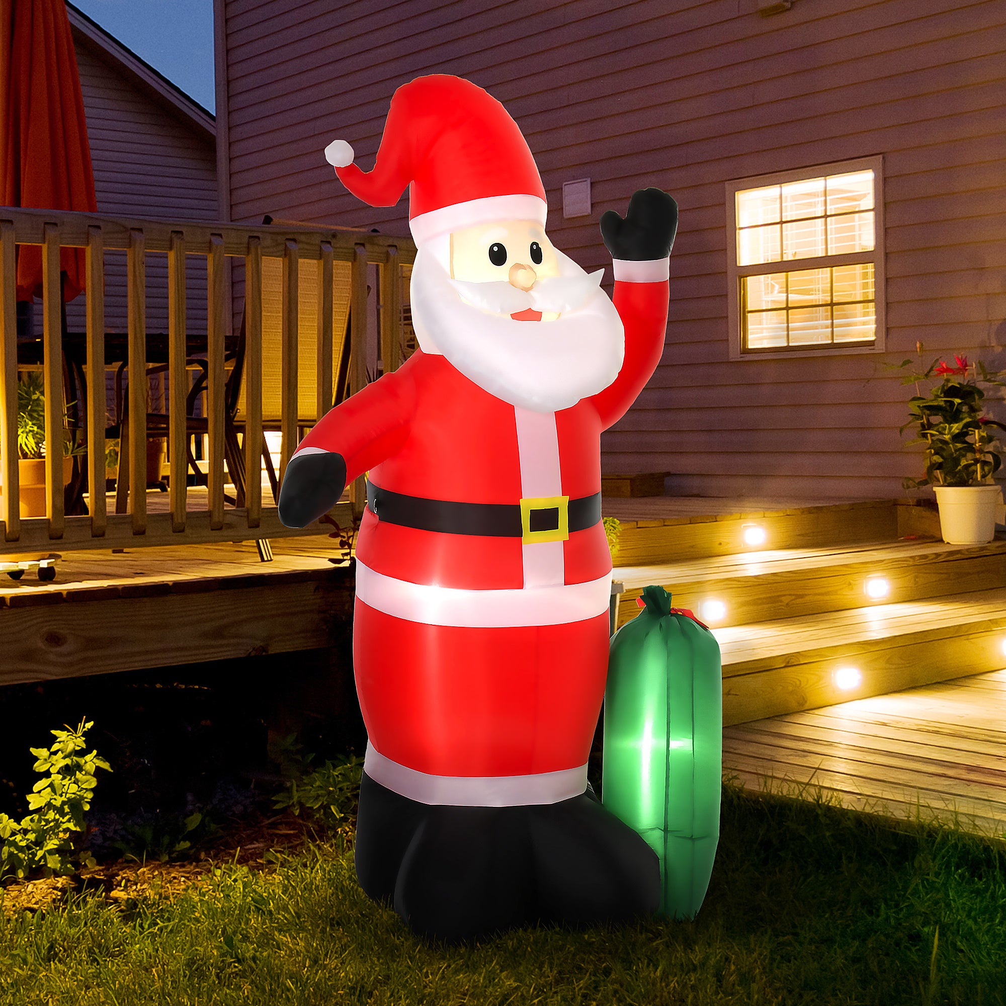 Kozy 7.5ft Inflatable Christmas Santa Claus with LED Air Blown Xmas Décor Holiday Outdoor Yard Decoration