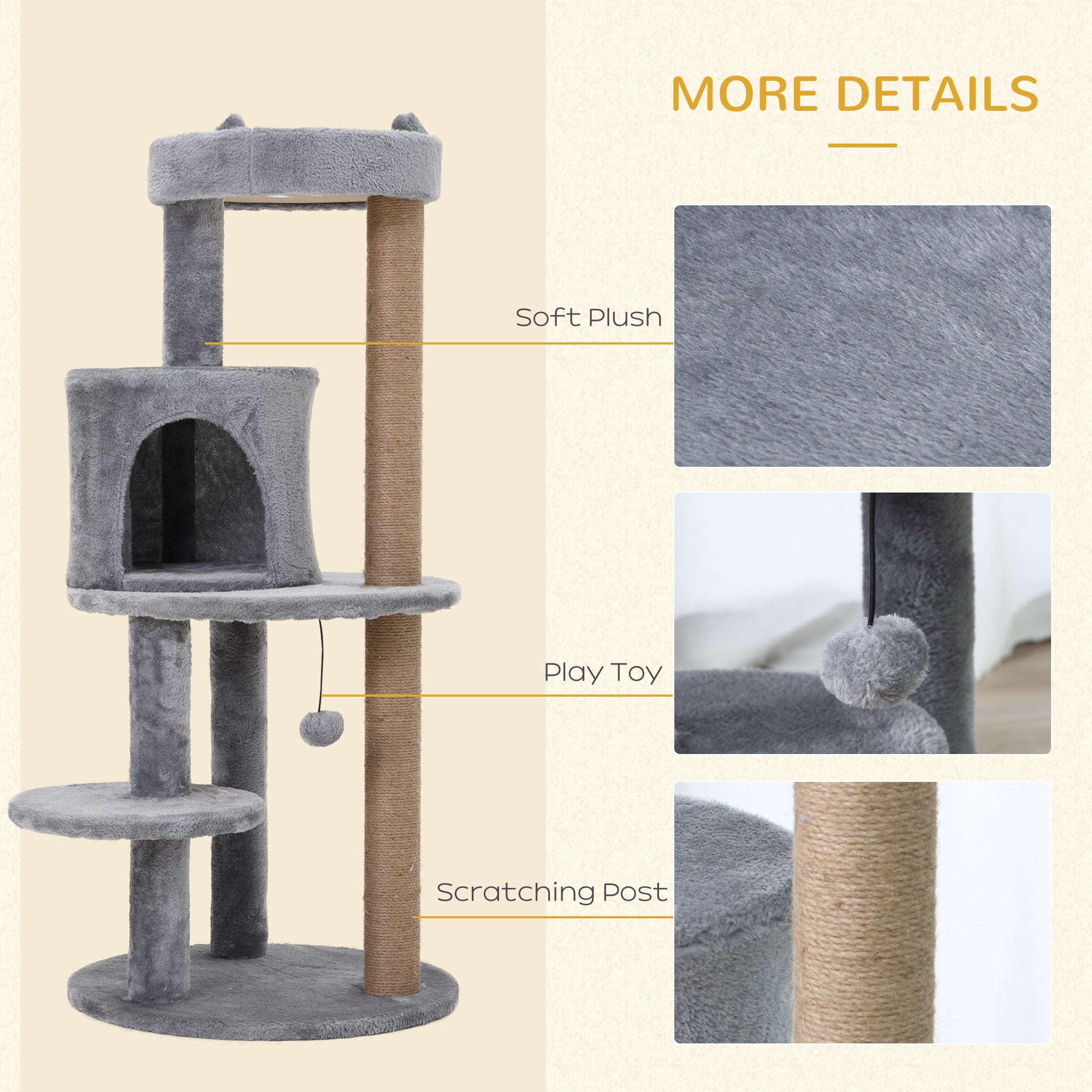 PawHut Deluxe Cat Tree with 3