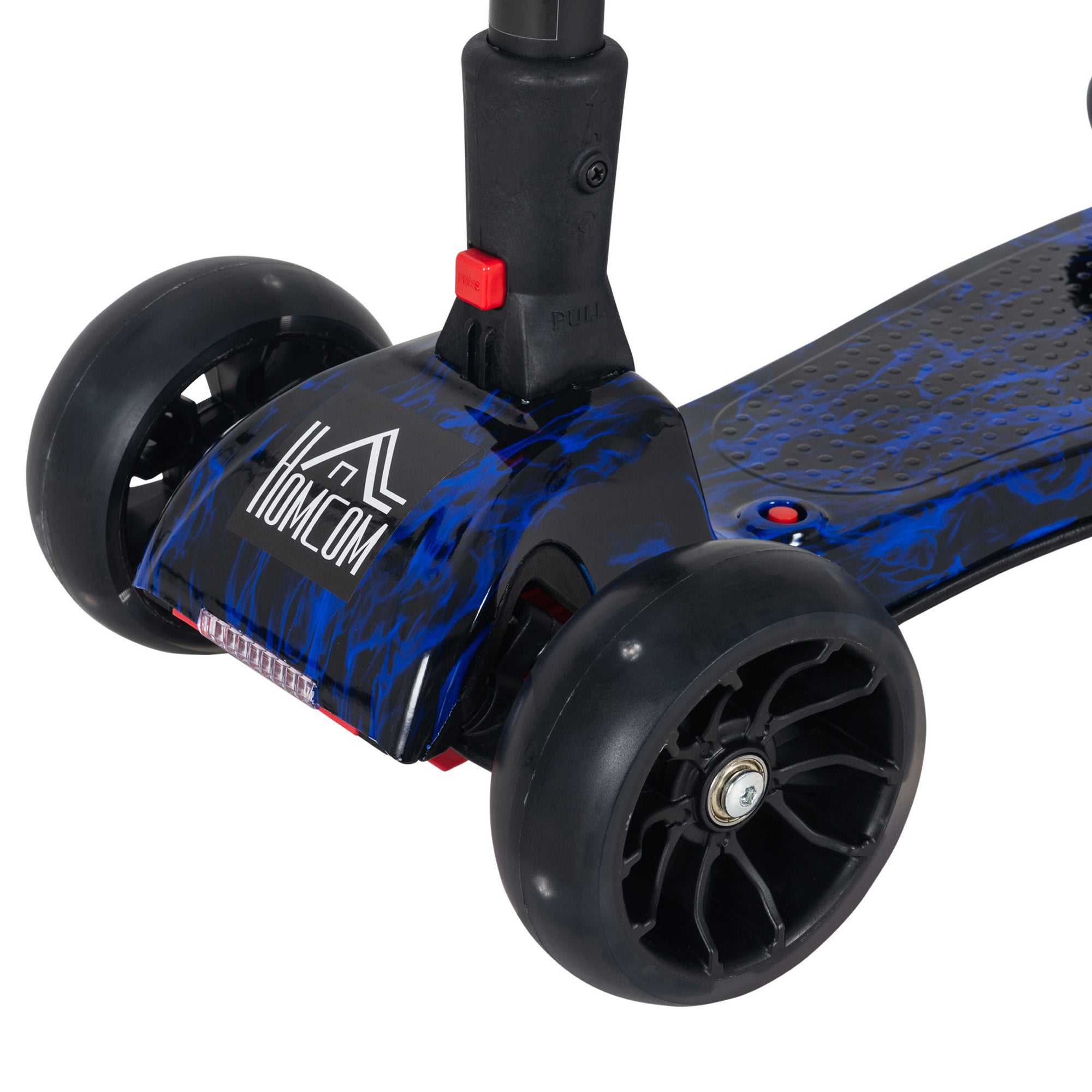 Kozy Kids Scooter, 3 Wheel Foldable Kick Scooter Adjustable Height w/ Flashing Wheels, Music, Water Spray for 3-6 Years, Blue