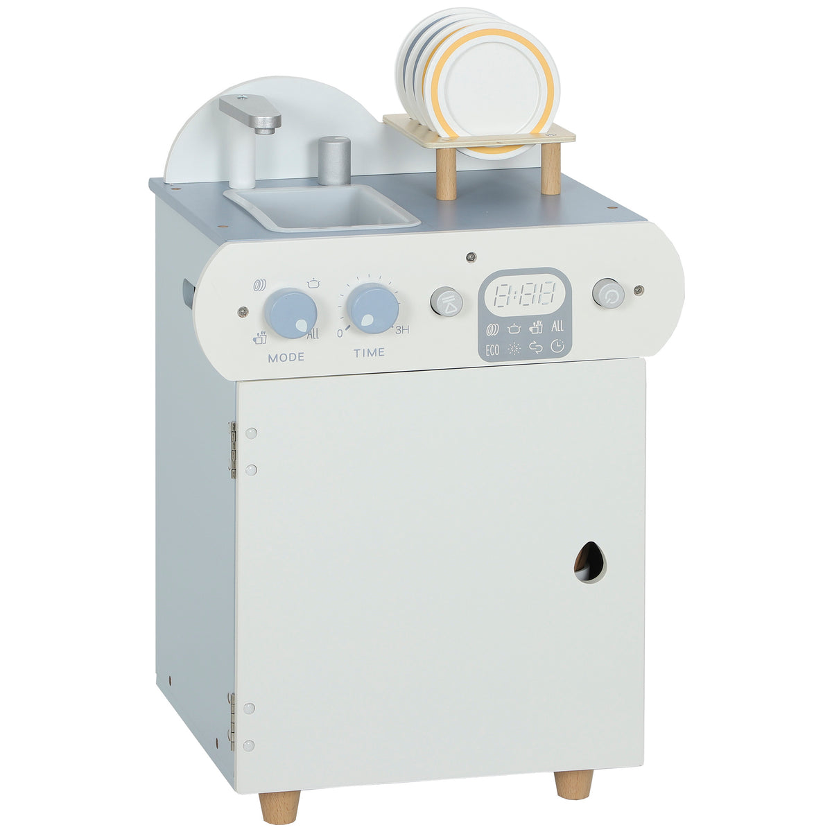 Kozy Wooden Dishwasher Playset, Kitchen Sink Toys with Faucet, Sink and Accessories, Gift for Boys Girls Toddlers