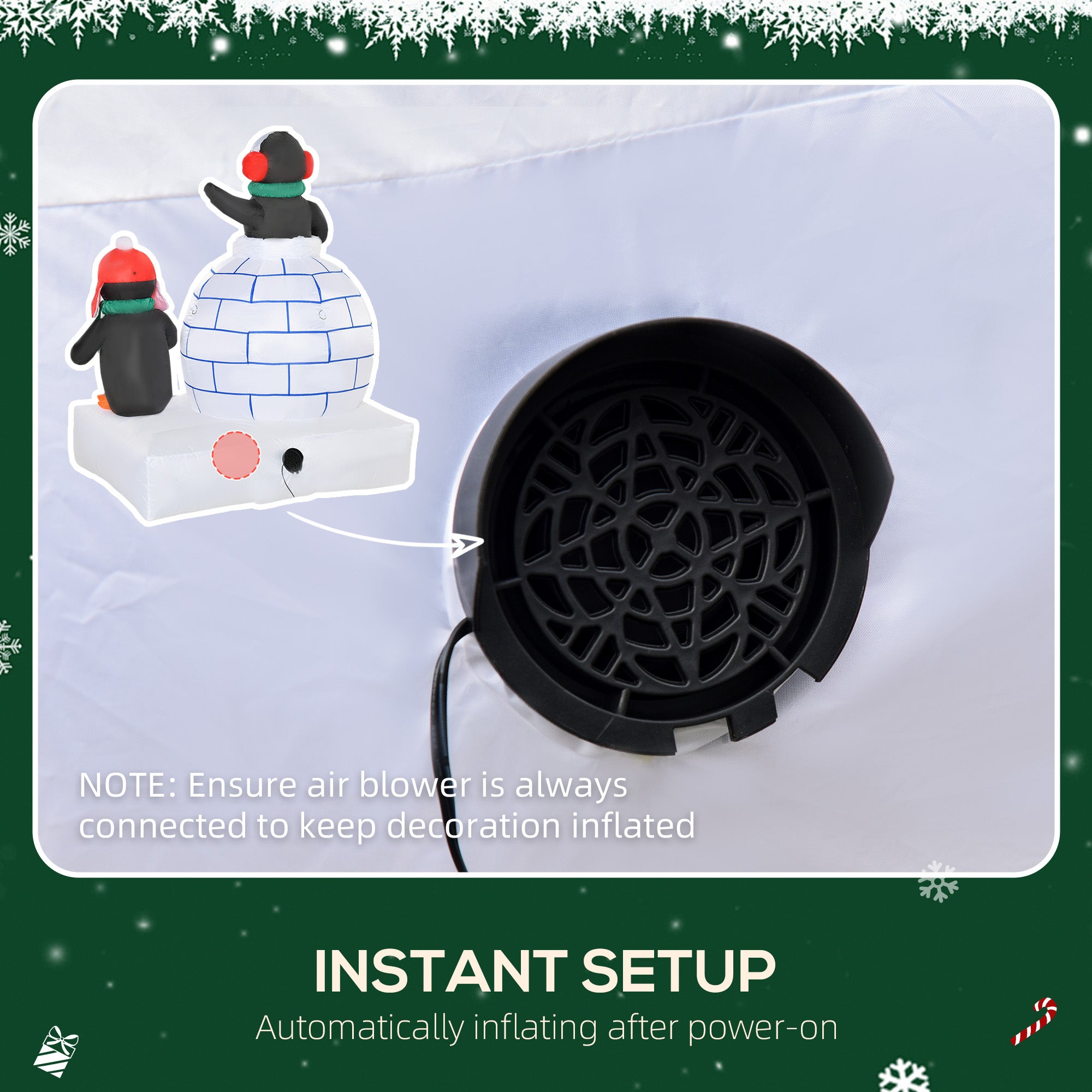 Kozy 5ft Christmas Inflatable Two Penguins Wearing a Scarf with Ice House Blow Up Decor Home Indoors with Built-in LED Lights Outdoor Toys in Lawn Garden