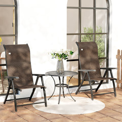 Kozy Set of Two Folding Garden Chairs, with Seven-Position Adjustable Backs - Brown