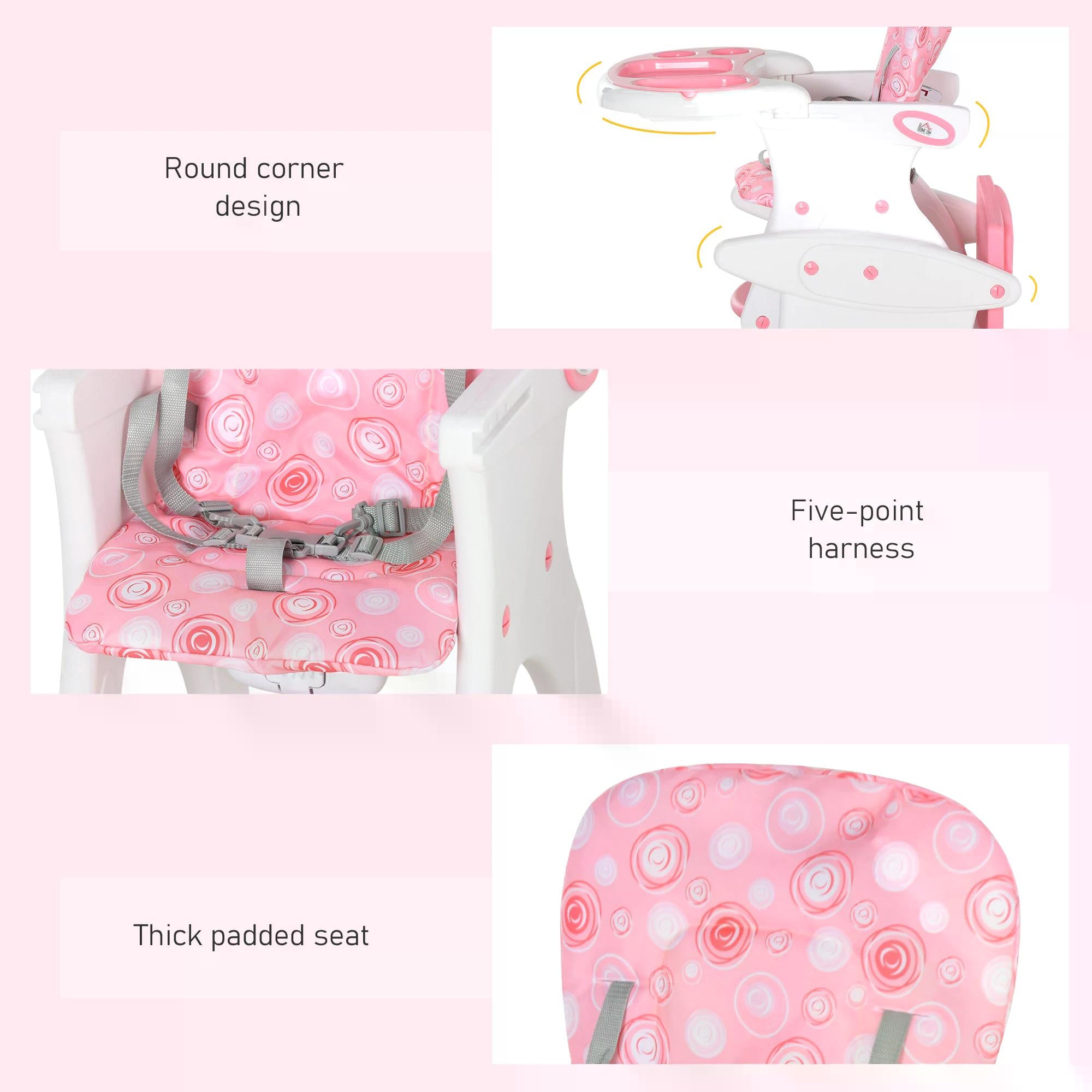 Kozy HDPE 3-in-1 Baby Booster High Chair Pink