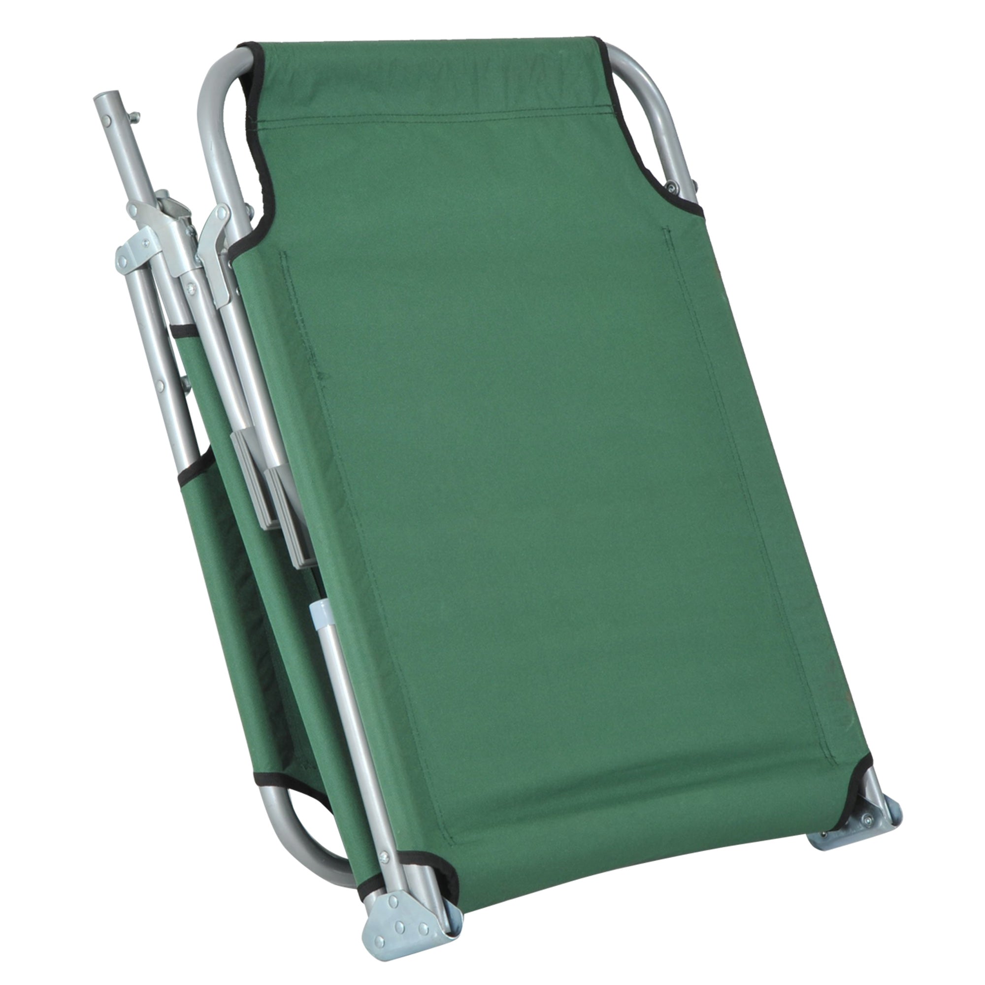 Outsunny Portable Folding Lounger, Durable Oxford Cloth, Adjustable Backrest, Easy Carry, Green