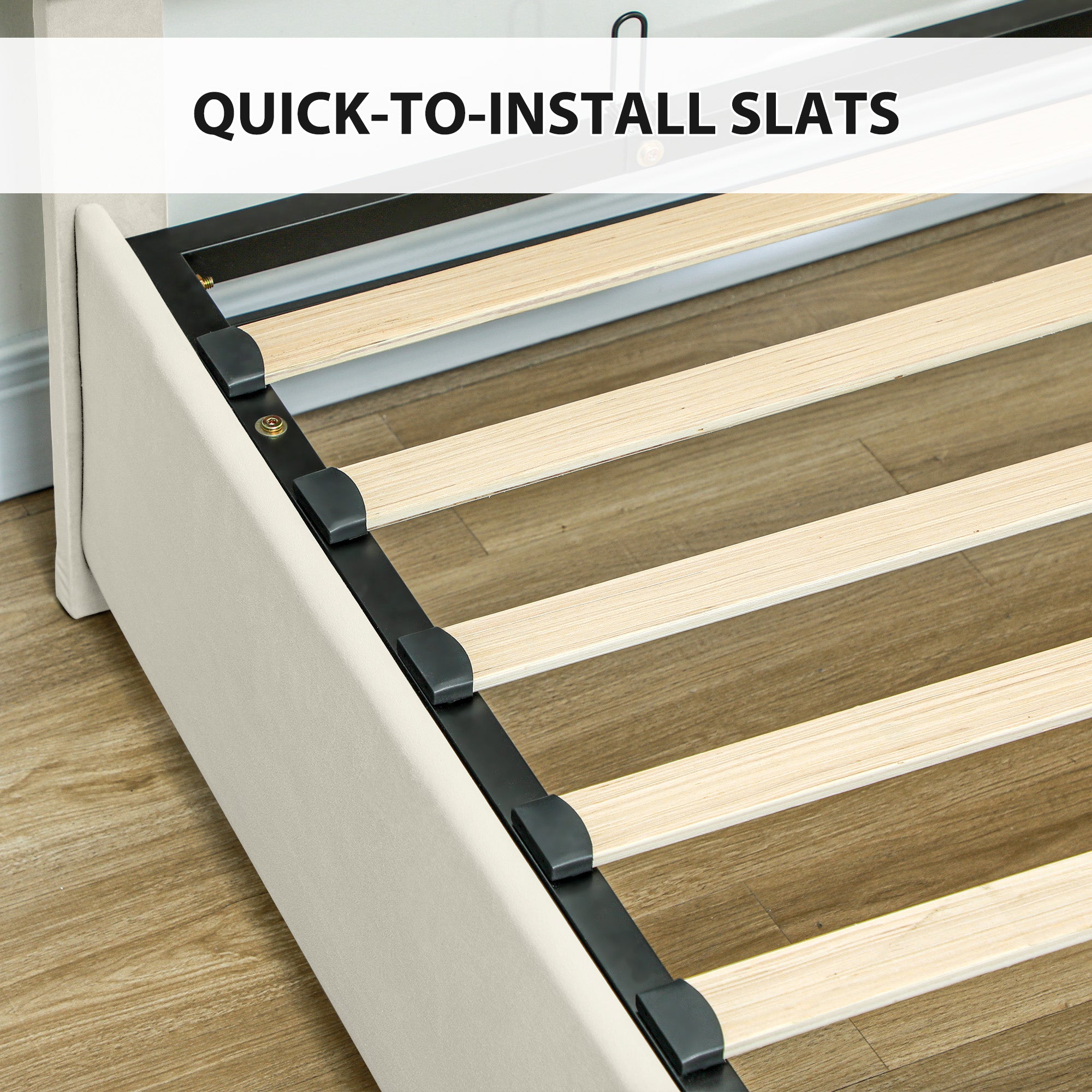 Kozy - King Size Ottoman Bed Frame, with Front Drawer - Cream