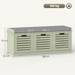 Kozy - 3-Drawer Shoe Storage Bench - Green