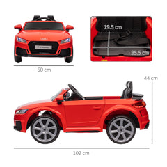 Kozy Kids Licensed Audi TT Ride-On Car 12V Battery w/ Remote Suspension Headlights and MP3 Player 3km/h Red