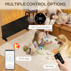 Kozy - Electric Heater Wifi Smart App, 2000W Glass Panel Heater Radiator, Freestanding or Wall Mounted Convector Space Heater with LED Display, 24Hr 7 Day Timer, Adjustable Thermostat, Remote Control