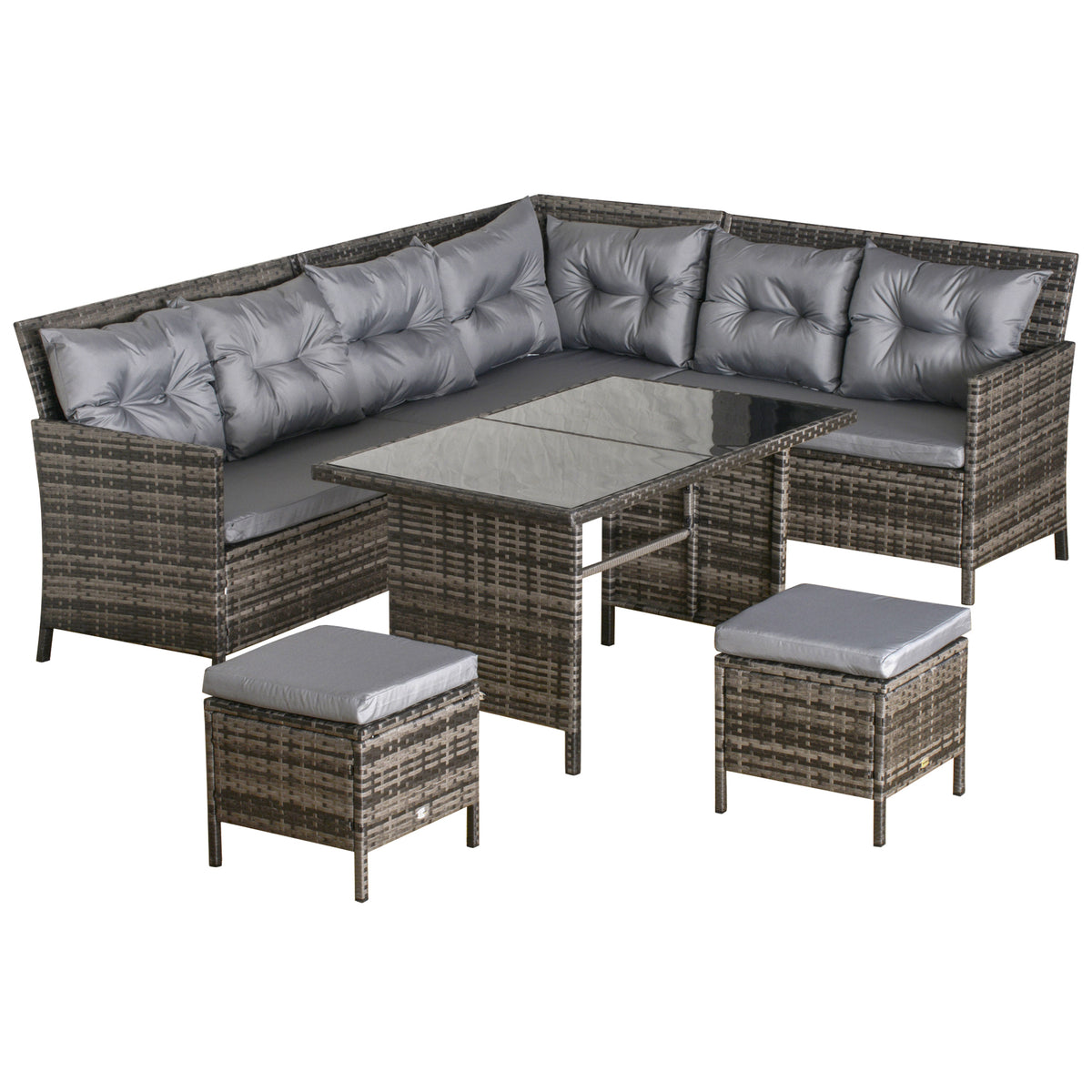 Kozy 8 Seater Patio wicker Sofa Set ,Outdoor Couch with Table & Cushions, Grey