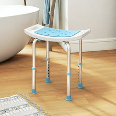 Kozy - Shower Chair, Adjustable Height Shower Stool with Aluminium Frame and Non-Slip Feet, Bathtub Stool Seat for Elderly Disabled Handicap, Turquoise