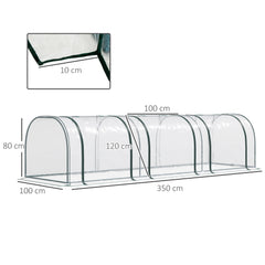 Kozy Mini Greenhouse, Small Polytunnel Green House with Zipped Doors, Steel Frame for Garden Patio, 300 x 100 x 80cm, Clear