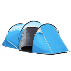 Kozy 2-3 Man Tunnel Tent with Vestibule, Weather-Resistant Camping Tent with Air Vents for Fishing Hiking, Light Blue & Grey