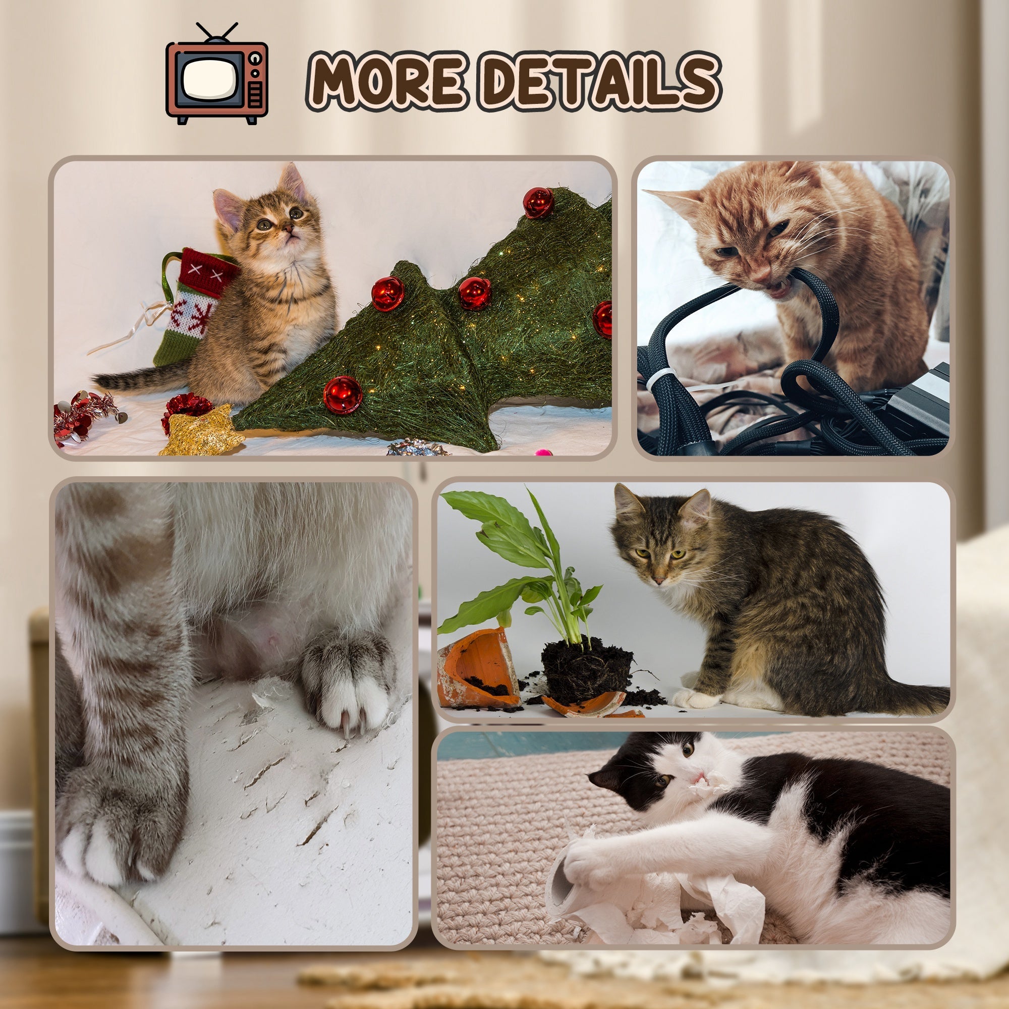 PawHut TV-Shaped Scratching Board with Scratcher, Catnip, Toy Rat, Cat Scratcher for Indoor Cats, 43 x 23 x 32.5cm | Aosom UK