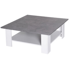 HOMCOM Vintage Style Coffee Table, 2-Tier Square Side Desk with Storage Shelf, for Living Room | Aosom UK