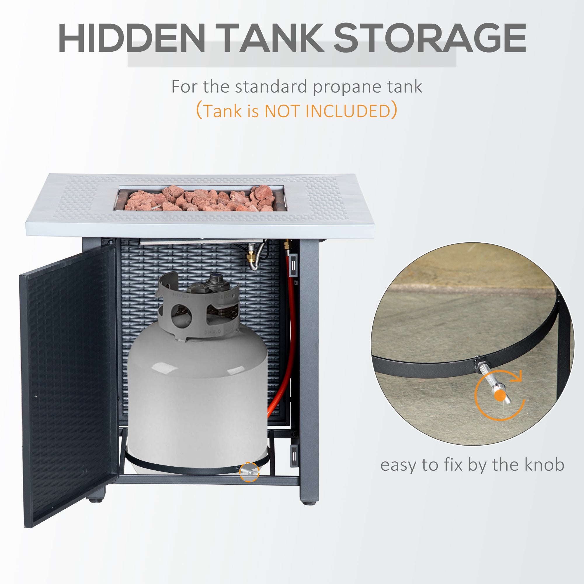 Kozy 71 x 71cm 40000 BTU Gas Firepit Table - Black/Grey