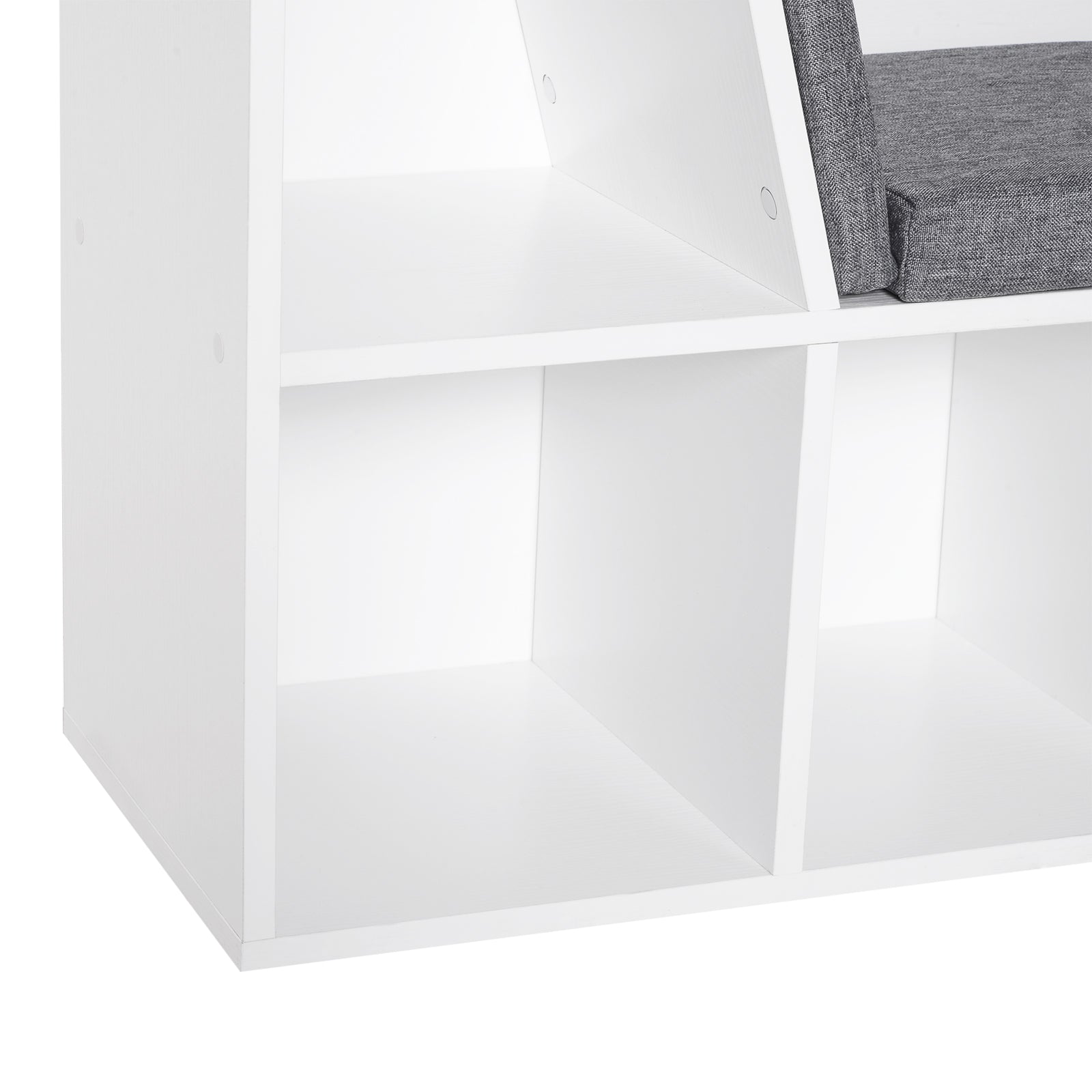 HOMCOM Bookcase with Seat, Cushioned, Storage Shelf, Sideboard, for Kids Reading, Bedroom, Living Room, White