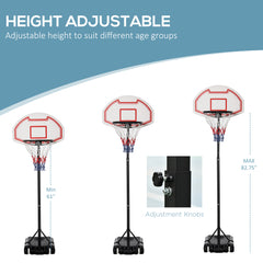 Kozy Basketball Hoop Outdoor, Portable Basketball Hoop and Stand with Weighted Base, Portable on Wheels, 1.55-2.1m, for Teens, Juniors, Adults, White