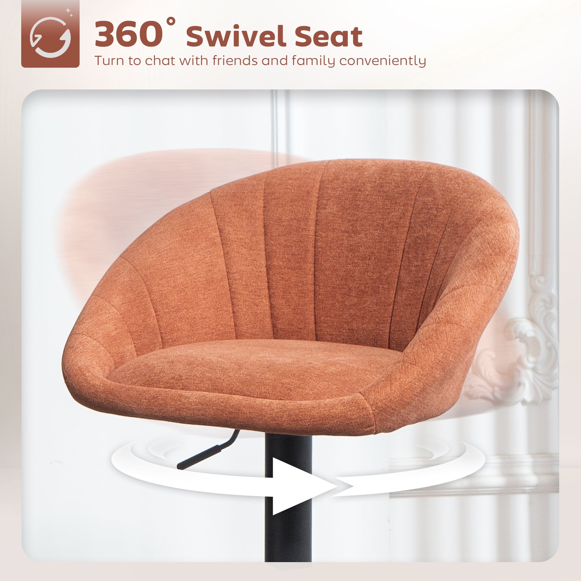 Kozy - Set of Two Relaxed Tub Bar Stools - Orange