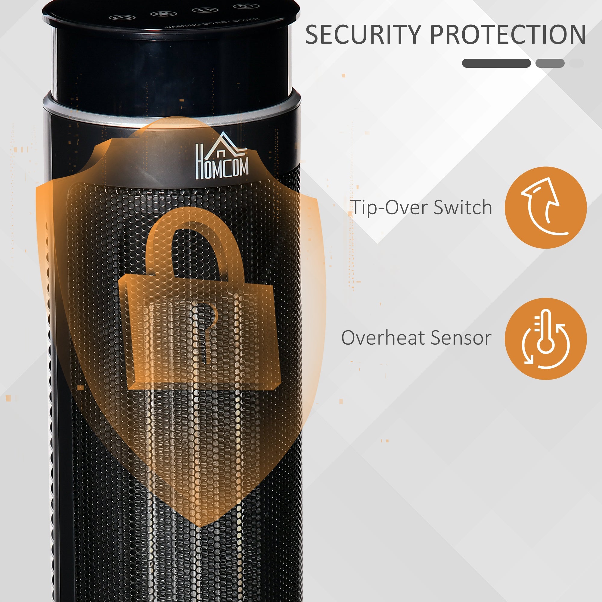 HOMCOM Ceramic Tower Indoor Space Heater Electric Floor Heater w/ 2 Heat & Fan 1000W/2000W, Oscillation, Remote Control, Timer for Bathroom | Aosom UK