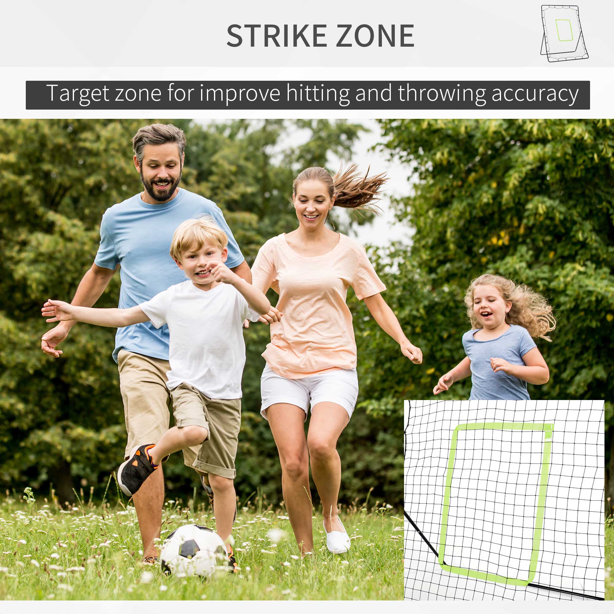 HOMCOM Football Rebounder Net Kids Adults Soccer  Game Spot Baseball Softball Training Aid Practise Target Strike Shot Goal Play