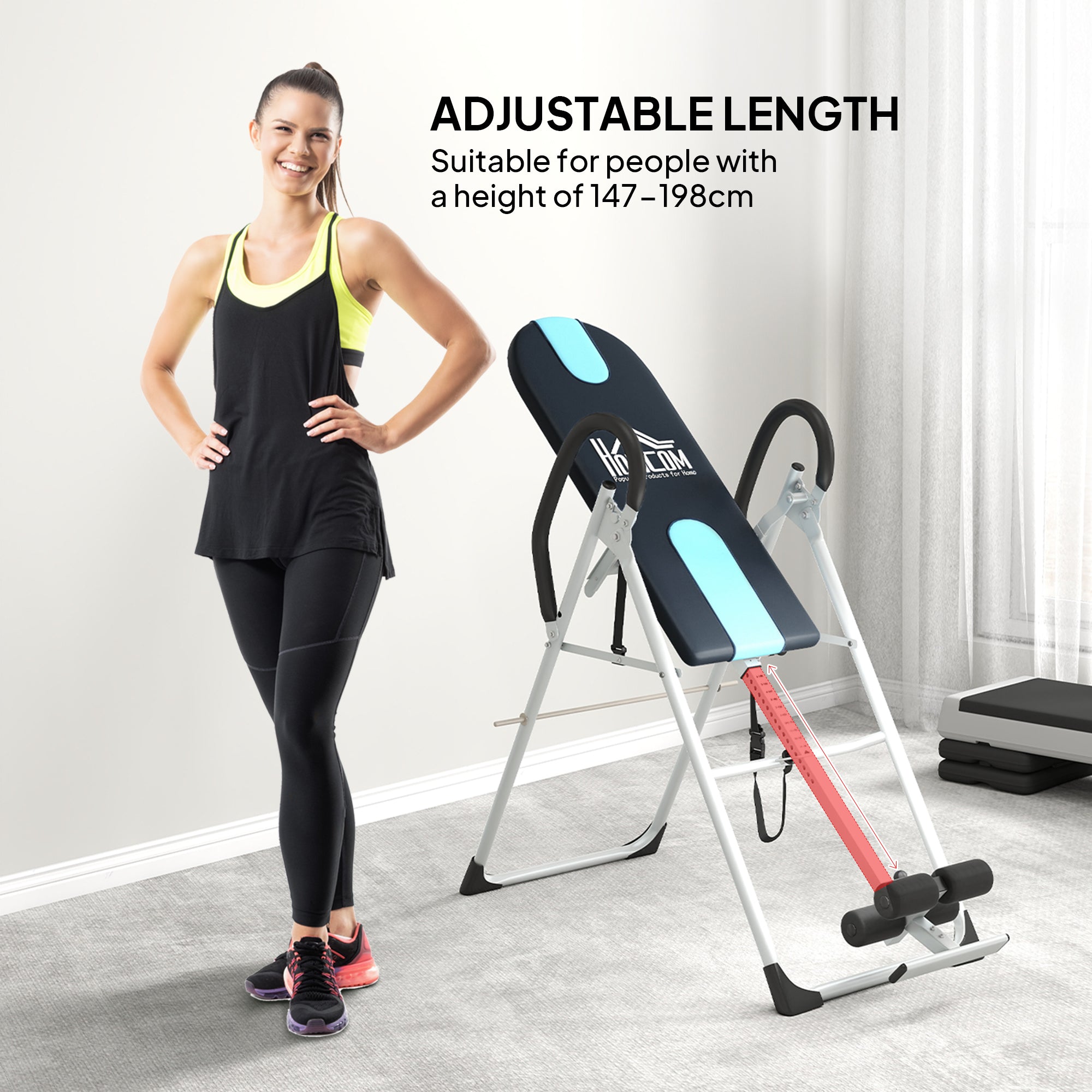 Kozy Foldable Gravity Inversion Table Back Therapy Home Fitness Bench Black