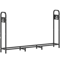 Kozy 6.5 FT Steel Firewood Log Rack with 300 kg Capacity, Heavy Duty Indoor Outdoor Fireplace Wood Storage Shelf, Log Holder/Stand with Extra Support Legs, Decorative Bonfire Pattern, Black