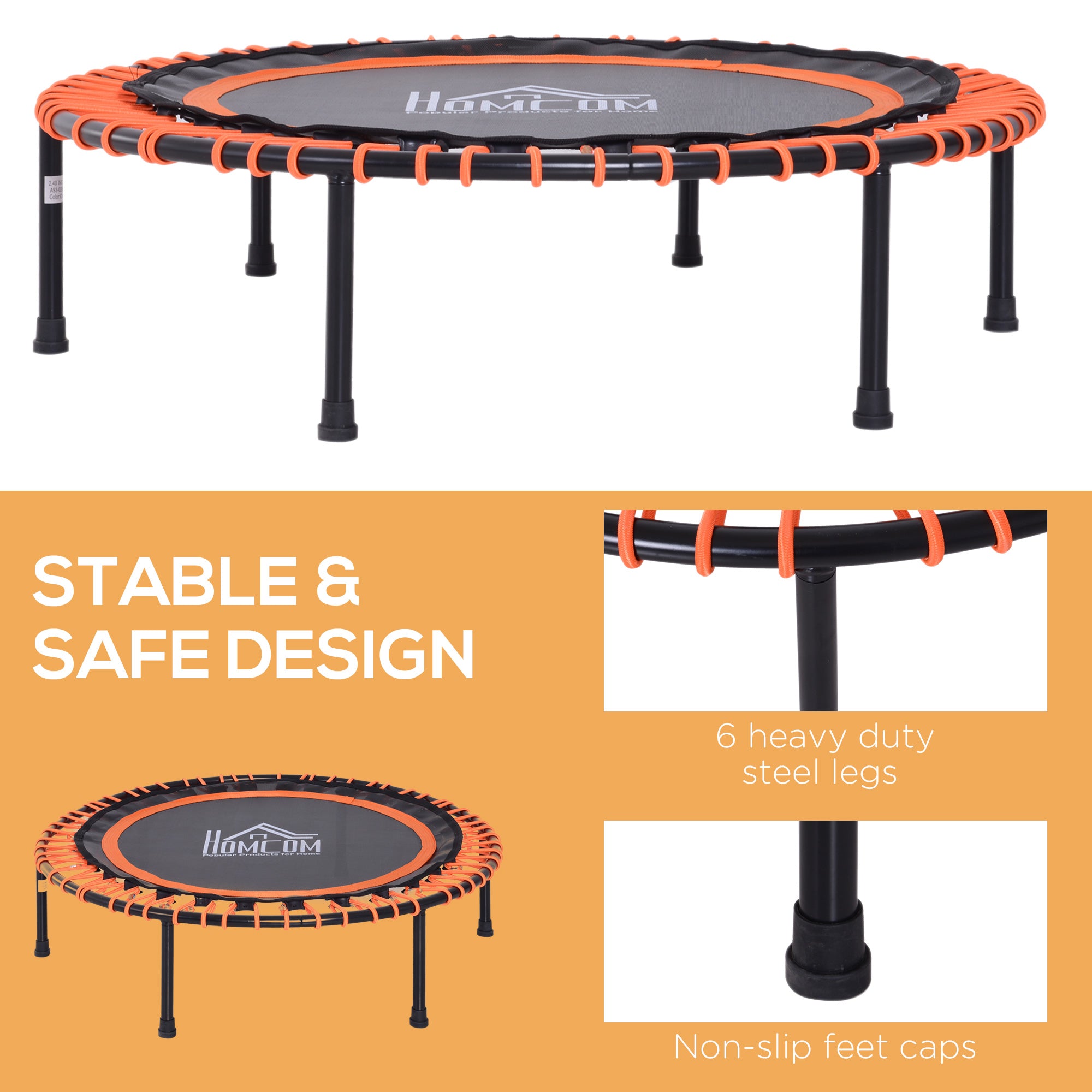 HOMCOM Mini Round Trampoline Aerobic Exercise Bungee Rebounder Jumper