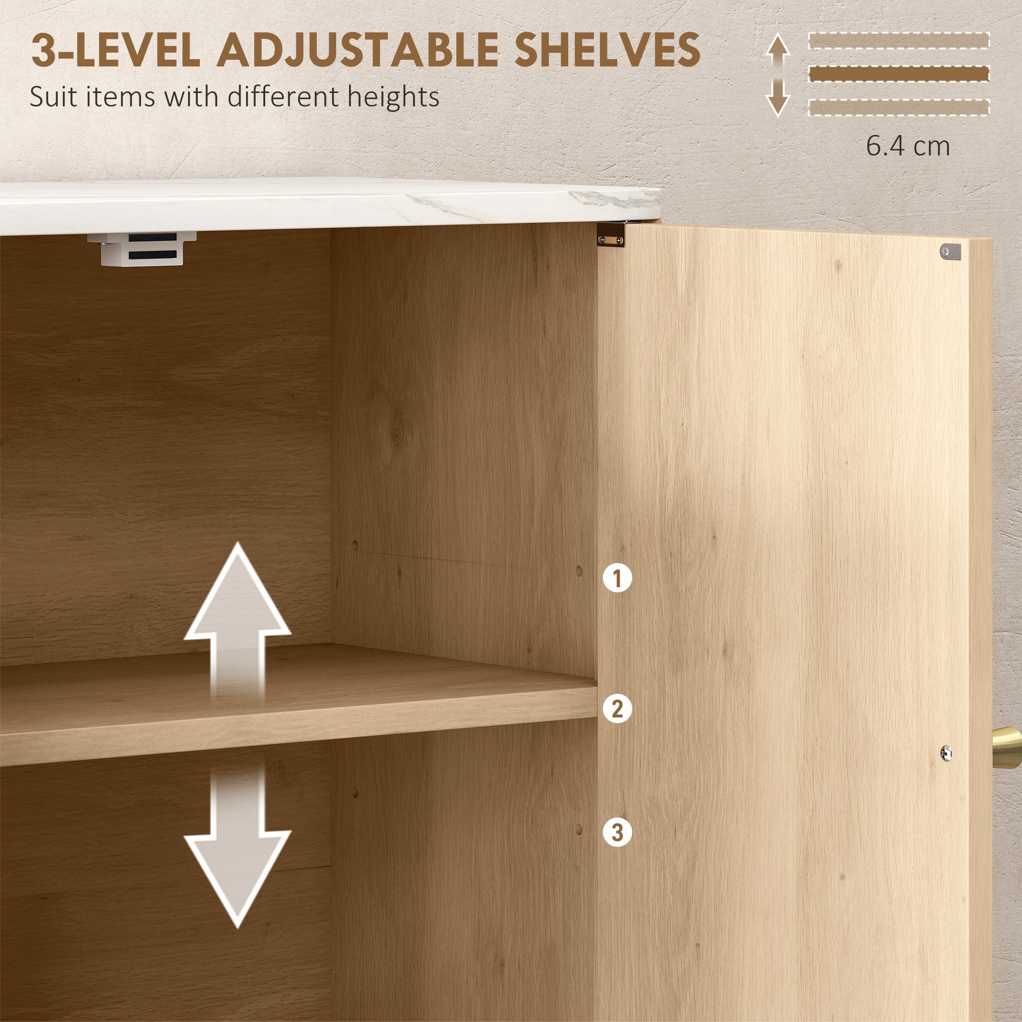 Kozy - Bathroom Wall Cabinet with Adjustable Shelf - Oak