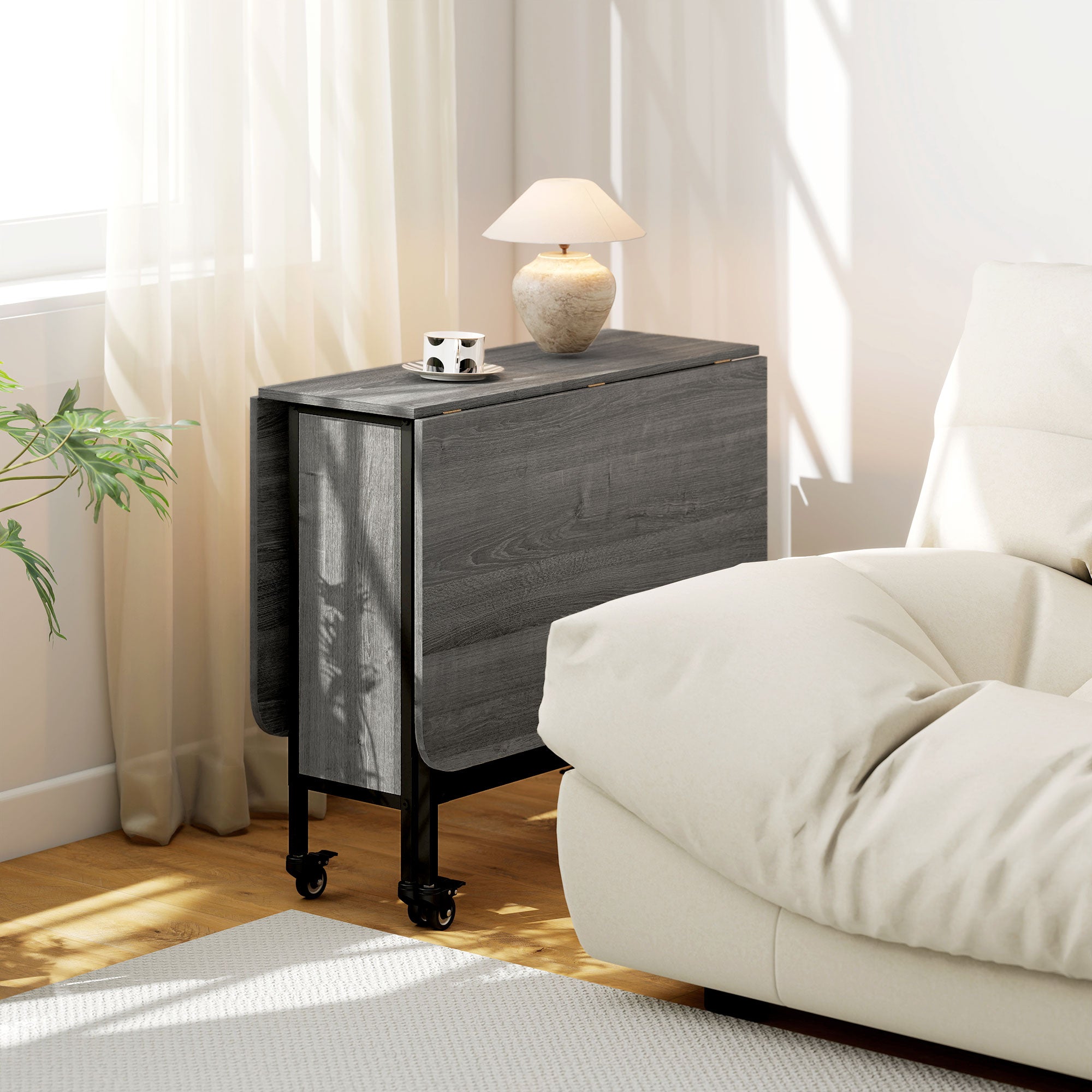 Kozy Six-Person Drop Leaf Dining Table - Brown/Black