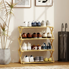 Kozy 4-Tier Bamboo Shoe Rack, No Assembly - Natural