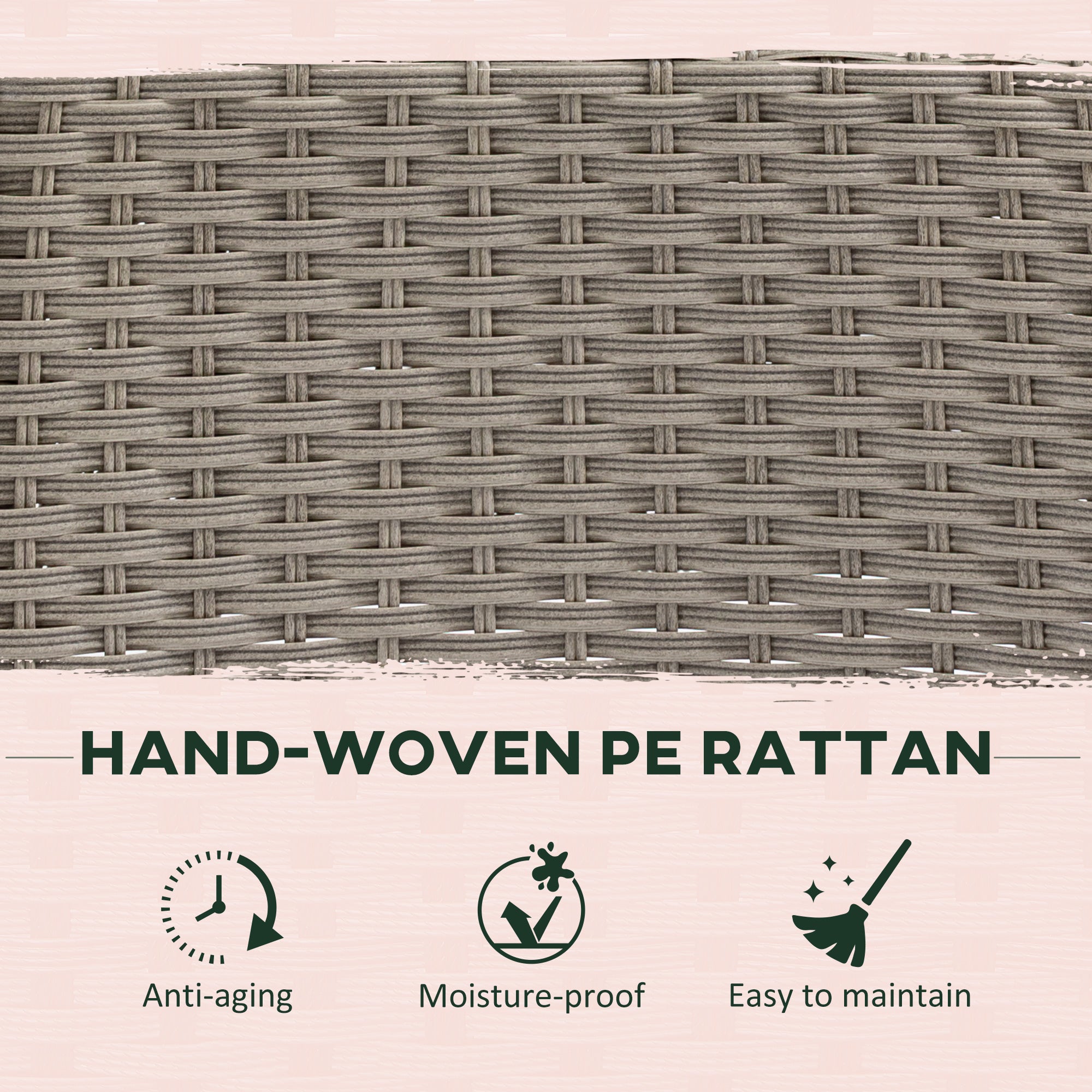 Kozy 4 Seater Rattan Garden Furniture Set with Cushions, Round PE Rattan Dining Set with Glass-Top Table, Umbrella Hole, Outdoor Garden Table and Chairs, Mixed Grey