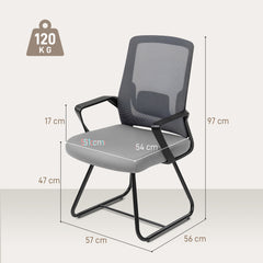 Kozy Desk Chair No Wheels, Office Chair with Mesh Back, Lumbar Support, Metal Base for Waiting Room, Conference Room, Dark Grey