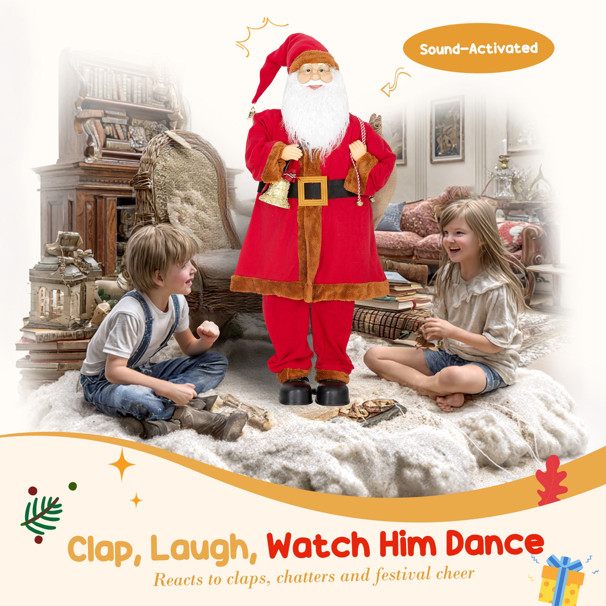 Kozy - Singing and Dancing Santa Claus with Bell and Sack