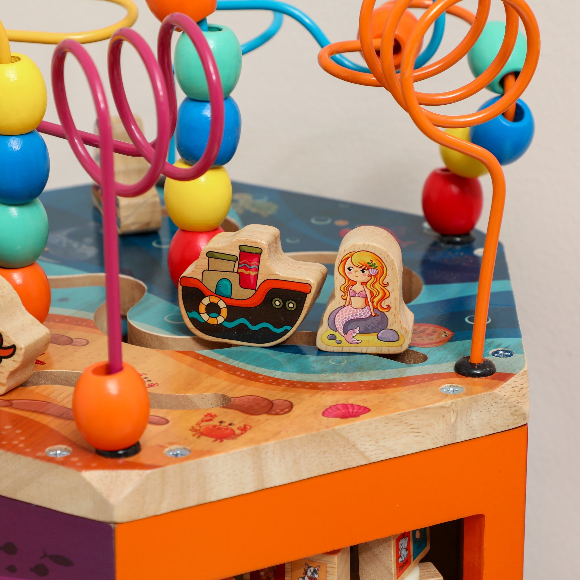 Kozy Wooden Activity Cube, Baby Toys with Bead Maze, Pattern Sorter for Toddlers Boys and Girls 18+ Months