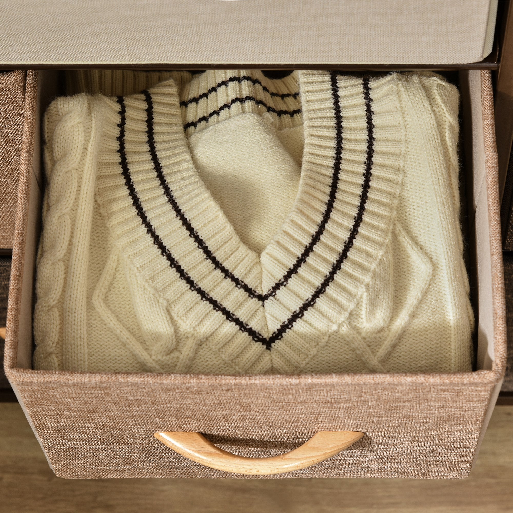 Kozy Chest of Drawers with 7 Foldable Drawers, 3-Tier Fabric Bedroom Dresser, Clothes Storage Unit for Bedroom, Living Room, Multi-Colored