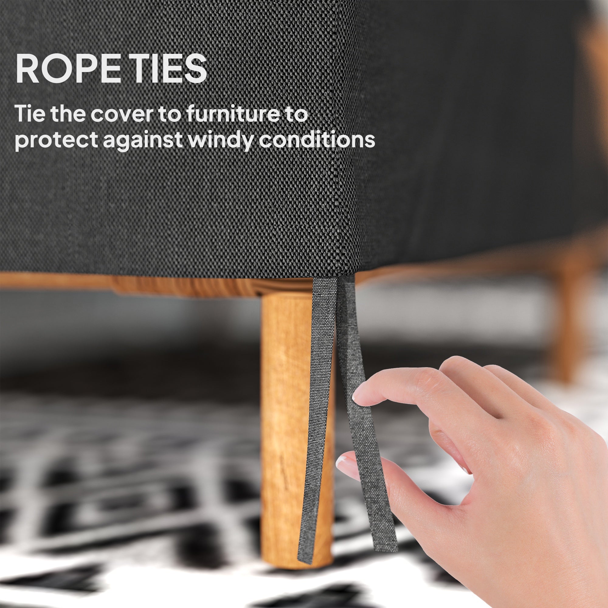 Kozy - 600D Oxford Cloth Furniture Cover, 2 Seater Sofa Protector for Garden Patio, Outdoor, Waterproof, Black, 140L x 84W x 56/94H cm