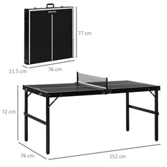 Kozy 5ft Mini Table Tennis Table, Folding Ping Pong Table with Net and Aluminium Frame, Portable Ping Pong Game Set for Indoor Outdoor Use, Black